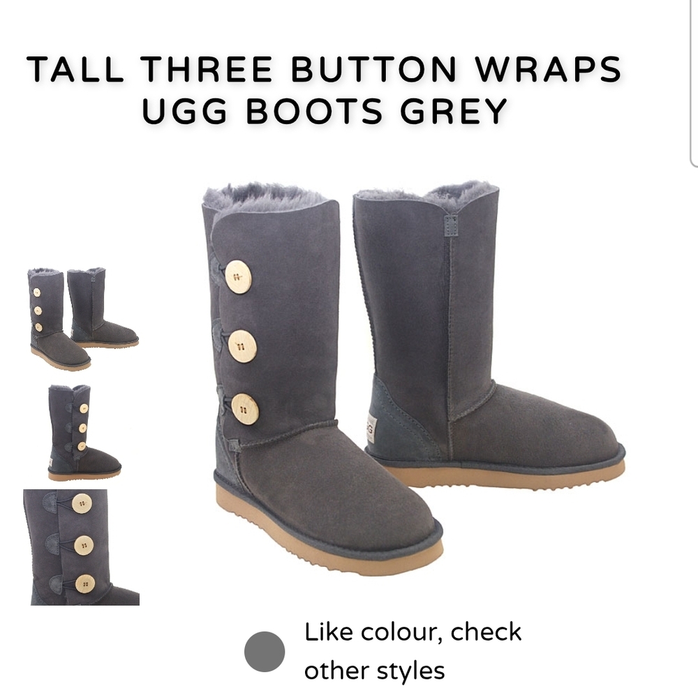 UGG Tall Three Button Wrap Boots - Gray